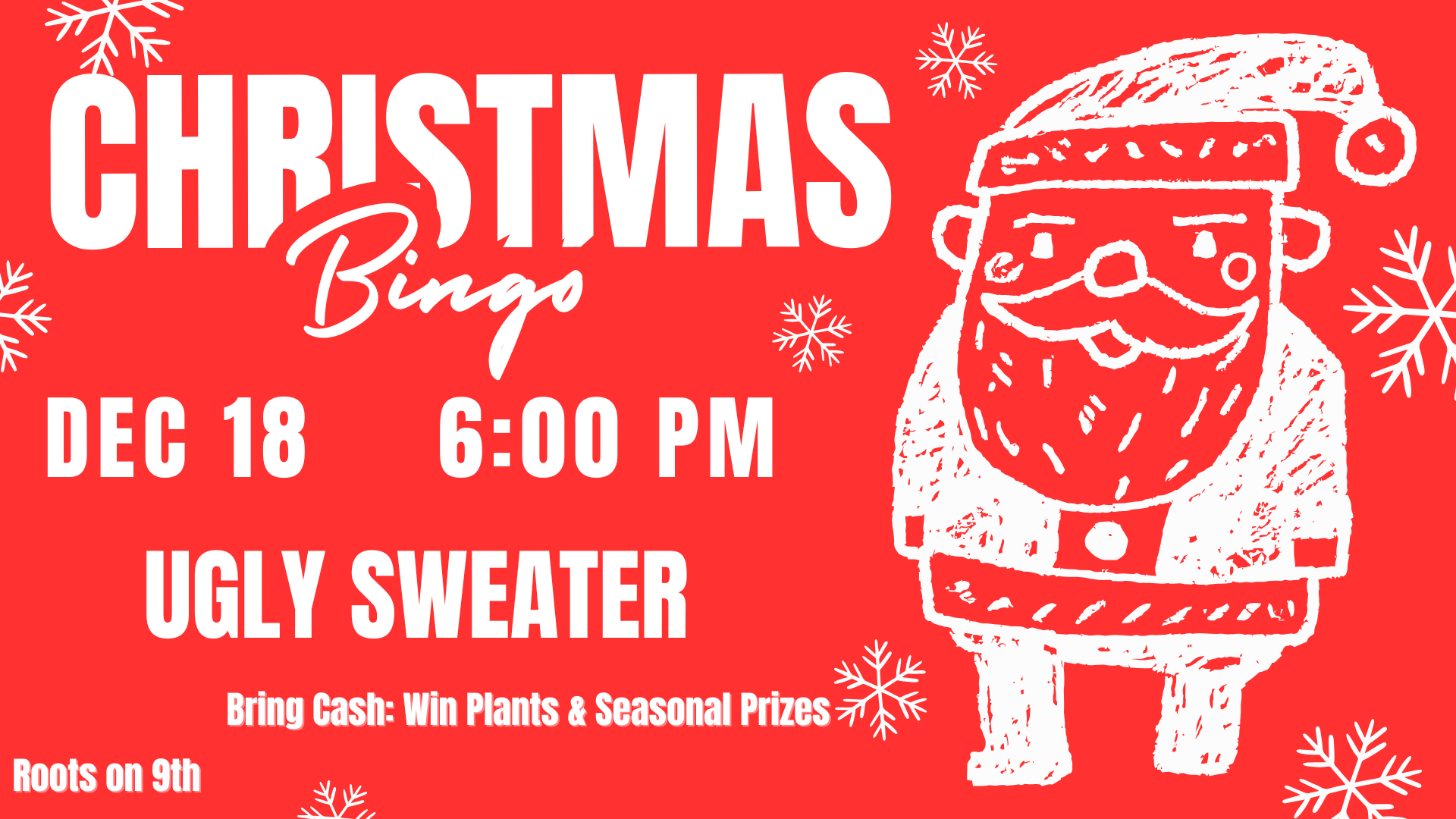 Holiday Bingo December 18th at 6:00pm
