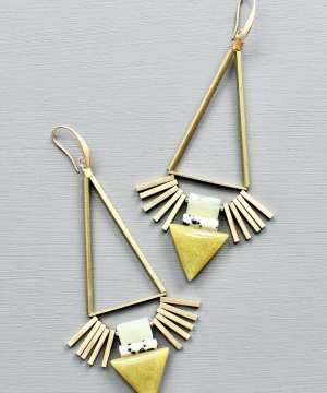 Dalmatian Jasper and Green Geometric Earrings