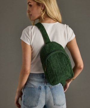 Green Corduroy Sling Bag