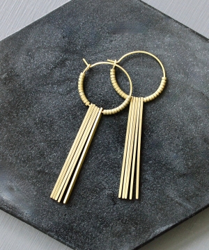Brass Geometric Hoop Earrings